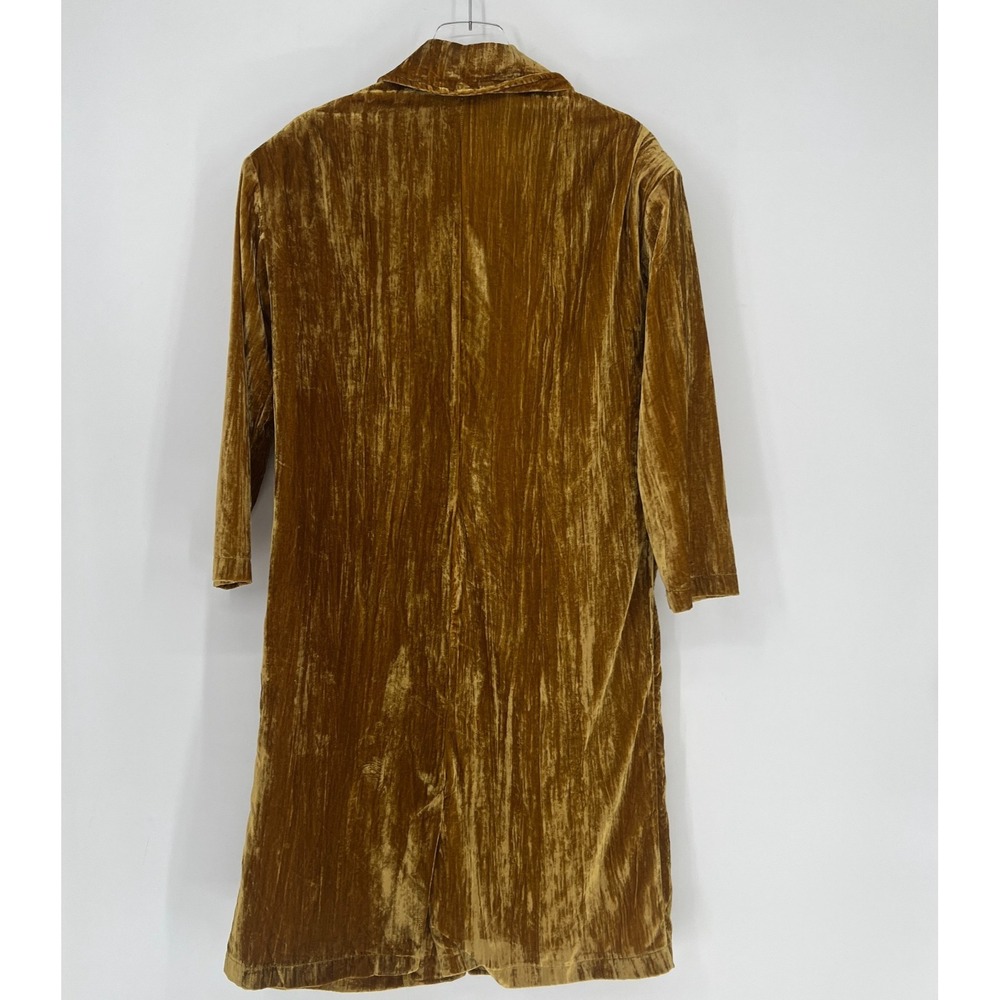 Paparazzi Trench Coat Womens M Crushed Velvet Gold Long Jacket Boho - Picture 2 of 9